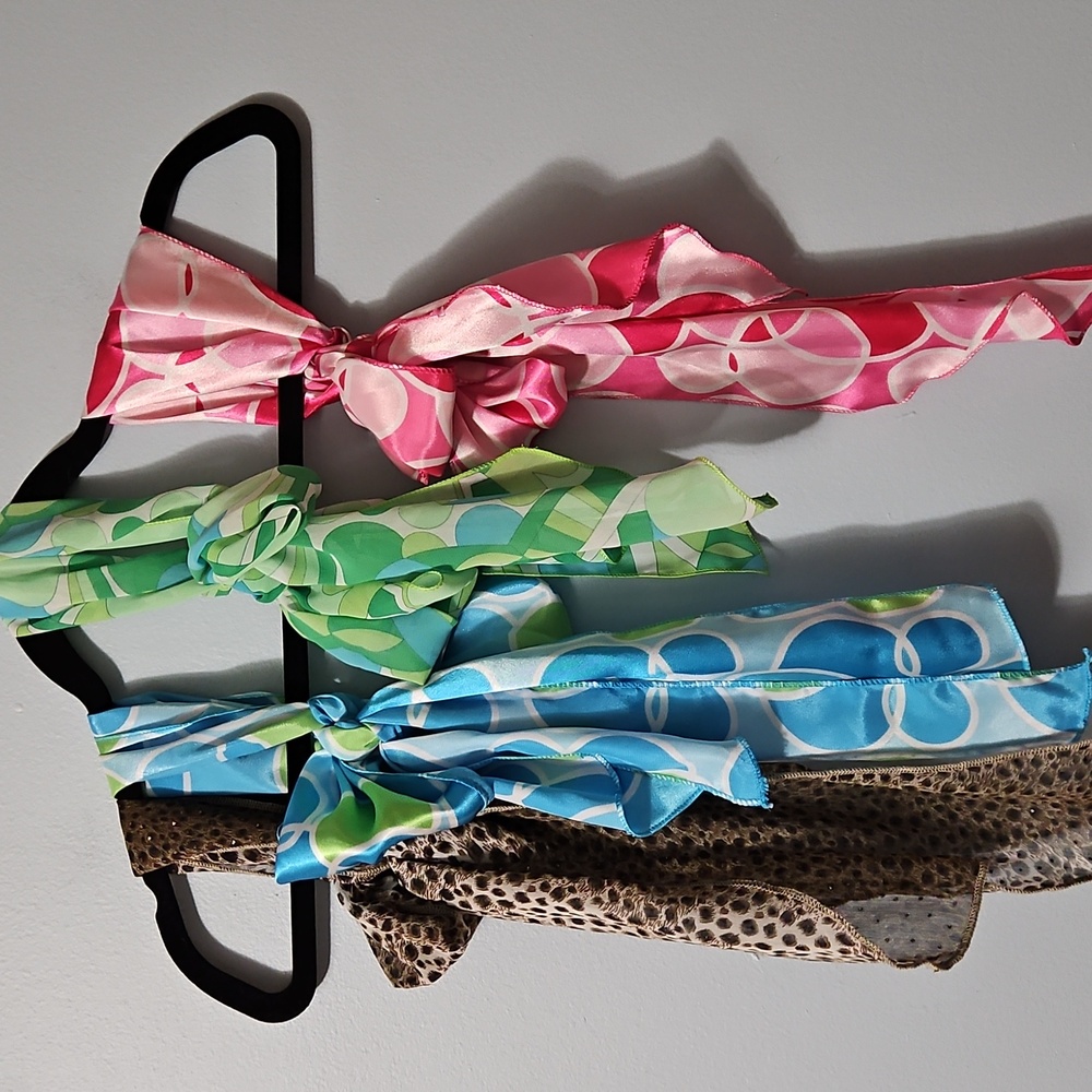 Colorful Patterned Long  Scarves Set Of 4 Hair Neck Home Decor 6.5x60